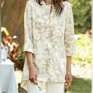 ✨ Soft Surroundings Neutral Floral Tunic Blouse - S